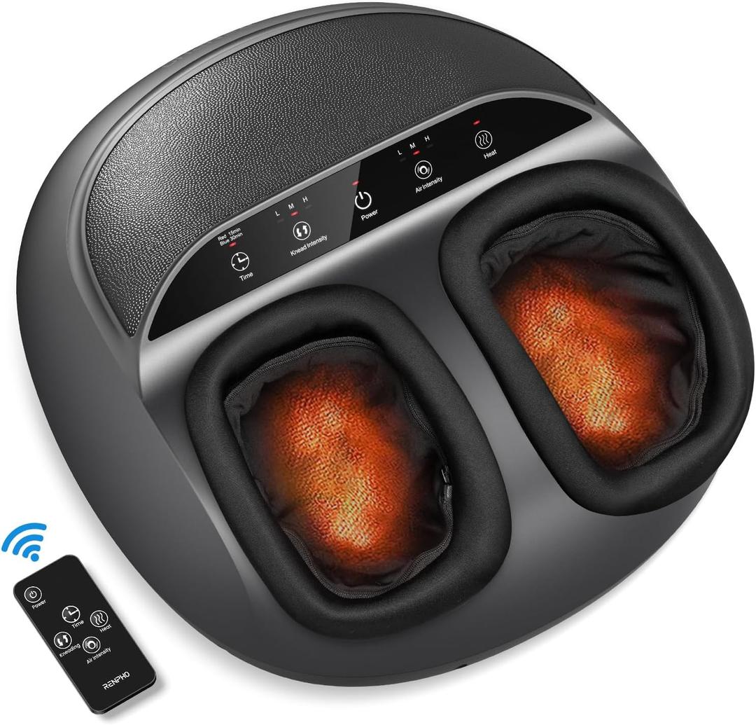 RENPHO Foot Massager Machine with Heat, Shiatsu Foot Massager for Plantar Fasciitis, Mothers Day Gifts for Mom, Cordless Control, FSA Eligible HSA Store Eligible, Up to Size 13