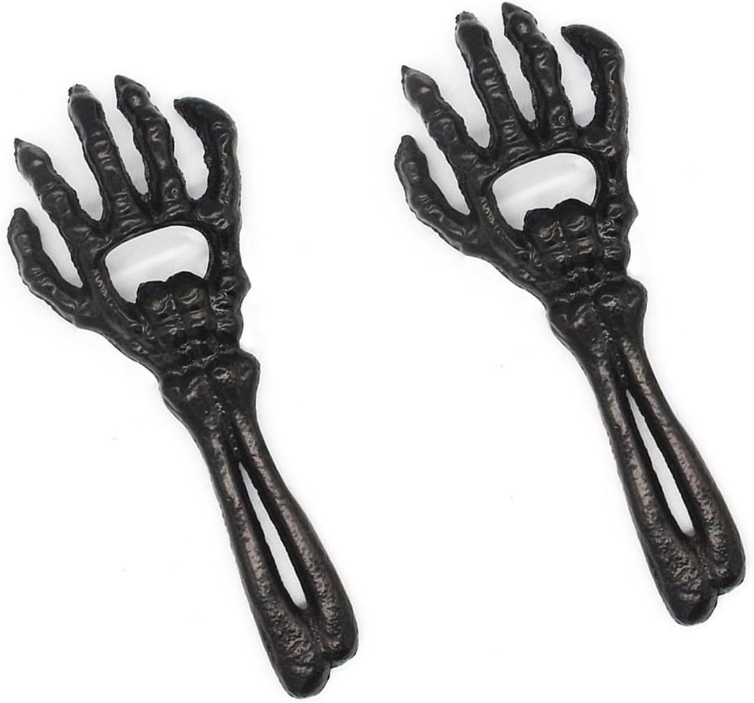 2 Pack Skeleton Hand Bottle Openers, Cast Iron Bottler Opener for Beer, Beverage, Soda