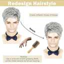 DDHAIR Men's Wig Short Silver Grey Wig Men Natural Layered Synthetic Hair Wigs for Man Male Guy Daily Halloween