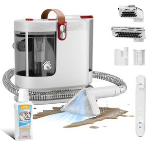 WURESE Portable Carpet & Upholstery Cleaner 15KPa Powerful Spot Cleaner for Pet Urine, Couch, Stairs & Car Seats Handheld Deep Cleaning Machine with SelfCleaning System & 2 Tools, Red