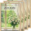 20x30 Poster Frame 4 Pack, Natural Oak Wood Picture Frame with Polished Plexiglass, Wall Hanging