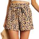 IWOLLENCE Womens Shorts with Pockets Summer Casual Shorts for Women Waist Casual Lightweight Adjustable Tie Knot Loose (Gold, XL)