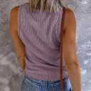 Women's V Neck Tank Tops Ribbed Sleeveless Henley Shirts Button Down T Shirts Slim Fit Tee Tops (Purple, XXL)