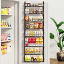 MIAOLI Over the Door Organizer, Black 8-Tier Pantry Door Organizer with Adjustable Basket, Hanging Spice Rack Cabinet Door Shelves, Laundry Room Organization and Storage