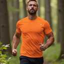 RGJU Mens Performance T Shirts Short Sleeve Athletic Fit(Orange,L) (Orange, L)