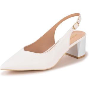 Frank Mully Women's Slingback Heels Pointed Toe Work Pumps Comfortable Chunky Pumps Closed Toe Stylish Dressy Shoes (8.5)