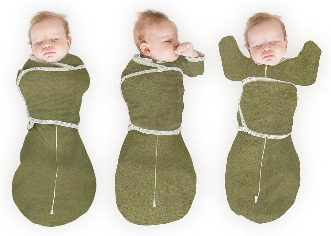 SwaddleDesigns 6-Way Omni Swaddle Sack Arms Up Swaddle for Newborn, More Options to Calm Startle Reflex, Improves Sleep (Small (6-14 Pound), Heathered Green Turtle)