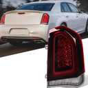 FIONE Full LED Tail Lights Compatible with Chrysler 300C/300 2015-2023Sedan 4Dr Factory Style Black Trim Tail Light Rear Brake Lamp Replacement Right Passenger Side RH