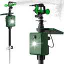 Motion Activated Animal Repeller with Water Sprinkler, Deer Repellent Devices Solar Powered, IP65 Waterproof Cat Repellent Outdoor with Flashing Light, Deter Deer Foxes Skunks Raccoons from Garden