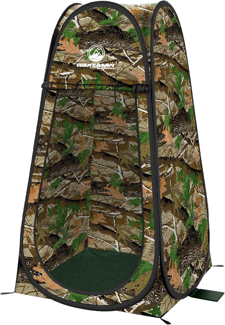 GVDV Privacy Shower Tent, Dressing Room, or Portable Toilet Stall with Carry Bag for Camping, Beach, or Tailgate by Wakeman Outdoors (Camo)