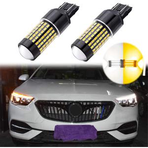 Xotic Tech Pair 120-SMD 7443 Switchback Dual Color LED Projector Lens Front Turn Signal Light Bulbs Compatible with Honda Accord 2016-2017