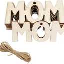 30 Pack 3 Inch Mother's Day Wood MOM Crafts Unfinished Wood MAM Cutouts Crafts Wooden Ornaments DIY Gift Tags for Happy Mothet's Day Mom's Birthday Party Decorations
