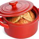 LE TAUCI 3 Quart Ceramic Dutch Oven - Lightweight, Non-Toxic, No Seasoning Needed- Oven, Microwave & Dishwasher Safe, Dutch Oven Pot with Lid for Sourdough, Soup & Stew, Chili Red