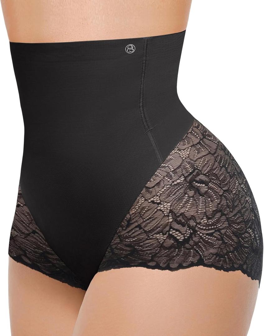 SHAPELLX Shapewear Tummy Control Panties for Women Underwear High Waisted Faja Body Shaper Stomach shapewear (Black, L)