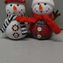 Christmas Table Decorations, 2 Pcs Snowman with Warm White LED Lights, Xmas Table Top Snowmen Decor for Winter Home Kitchen Mantle Room Office Holiday Party