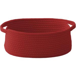 Woven Basket,Small Rope Storage Bin with Handles & Ribbon Bag, Organizer for Shelves Closets,Gift Basket Empty for Birthday,Books,Dog Toys, Red