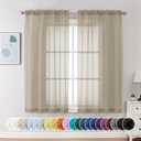 Chyhomenyc Taupe Sheer Curtains 63 Inch Length 2 Panels, Light Filtering Airy Rod Pocket Window Curtain Treatment Drapes for Bedroom Living, Each 42Wx63L Inches