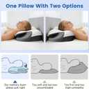 Side Sleeper Pillow, Memory Foam Cervical Neck Pillow, Dual Height Orthopedic Contour Pillow for Neck Support, Ergonomic Pillow for Side Back Stomach Sleepers with Breathable Washable Cover, Gray