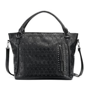 Women Large Capacity Bags Pu Leather Black Handbag Punk Skull Tote Bag Dress Tote Crossbody Bags