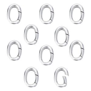 NICENEEDED 10PCS Silver Spring Gate Rings, Oval Spring Clasp Metal Spring Gate Rings, Connector Clasp Necklace Enhancer Shortener Clasp for Bracelet Anklet Jewelry Making