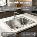 3322 Inch Drop In Kitchen Sink 304 Stainless Steel Top monut Deep Single Bowl Workstation Sinks, Integrated Ledge Design with Full Accessories