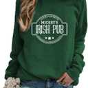 Irish Lucky St Patricks Day Sweatshirts Womens Vintage Leprechaun Graphic Tees (Large)