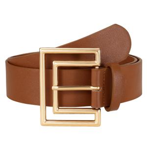 JASGOOD Women's Leather Belt for Jeans Fashion Waist Belt with Hollow Out Square Buckle for Women Dress,Skirt,Casual and Formal Wear (Brown)