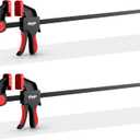 24" Bar Clamps for Woodworking, 2-Piece One-Handed Clamp/Spreader with 2.7 Inch Throat, Light-Duty Quick-Change F Clamp with 170 lbs Load Limit