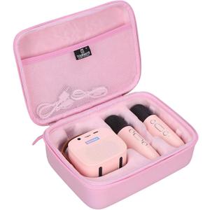 Hard Storage Case for YLL/zicor/Kinglucky/CscyyAmz/IROO Kids Karaoke Machine,PU Travel Case for Portable Bluetooth Speaker Two Microphones (Only Case) (Pink)