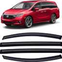 Rain Guards for 2018-2026 Honda Odyssey, Out-Channel Window Visor Shields Vent Deflector Shade Wind Dark Smoke 2019 2020 2021 2022 2023 2024, Tape-On Outside-Mount, 4PCS