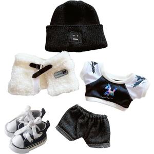 20cm Plush Doll Clothes Set, Kpop Doll Outfit Plush Coat Pants Shoes for 8 inch Plush Doll Soft Stuffed Animal, Dress-Up Play (Mechanical Vest Four pcs)