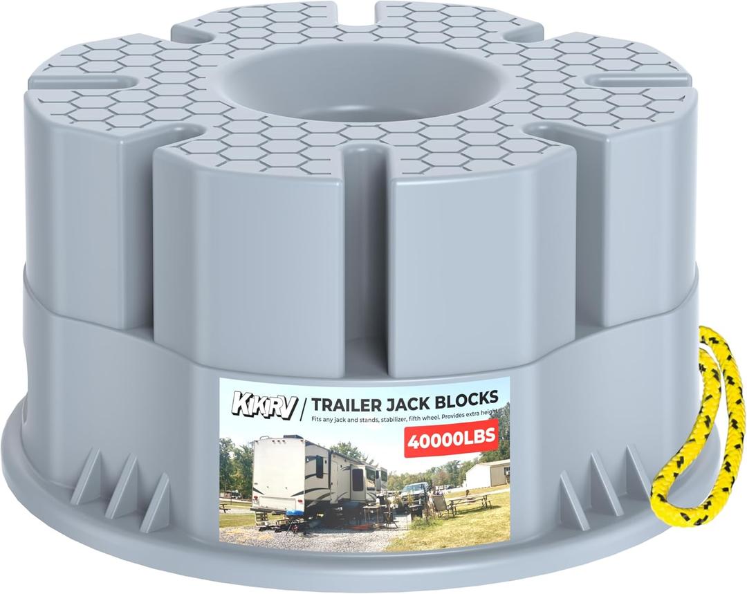 6''Height Trailer Jack Block, Heavy Duty 40,000lbs RV Camper Stabilizer Blocks for Travel Trailers Tongue Jack 5th Wheels Scissor stabilizers, 1 Pack