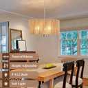Rattan Chandelier for Dining Room, 5-Light Large Farmhouse Chandeliers Hand Woven Boho Pendant Light Fixture, 19'' Brushed Nickel Wicker Chandelier for Foyer Hallway Bedroom Kitchen Living Room