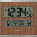 La Crosse Technology BBB86088 Atomic Digital Wall Clock with Indoor & Outdoor Temperature (11.00"L x 1.10"W x 8.54"H (Pack of 1), Golden Brown)