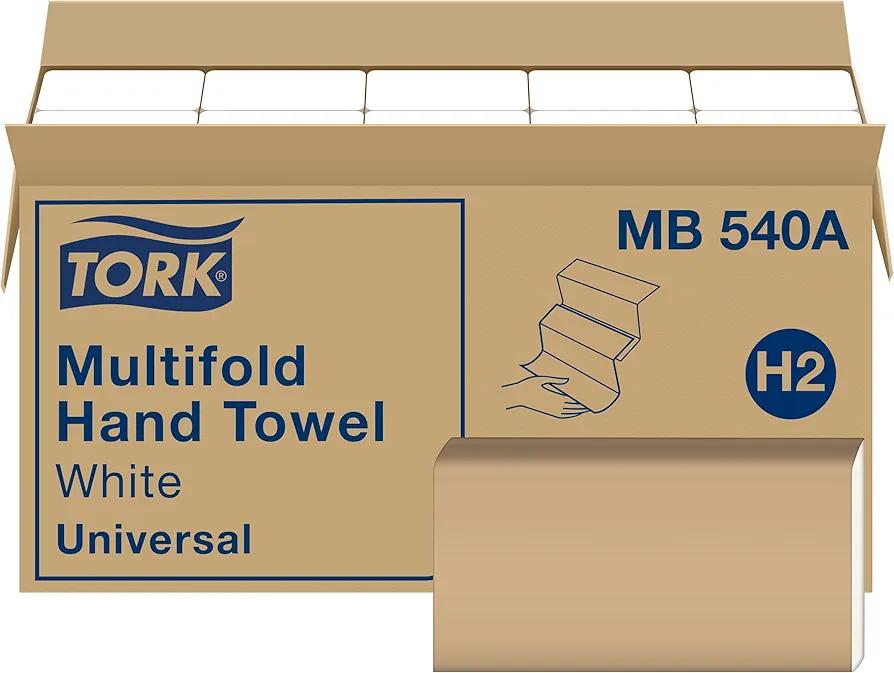 Tork Multifold Hand Towel White H2, Universal, 100% Recycled Fibers, 16 x 250 Towels, MB540A