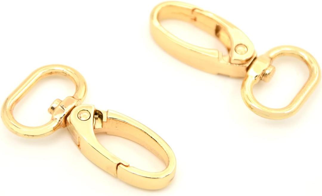 15 Pcs Oval Ring Lobster Clasp Claw Push Gate Trigger Clasps Swivel Snap Hooks for Leather Craft Straps Lanyard Ribbons (Gold, 3/4 inch)