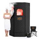 SAN HIMA Portable Sauna for Home, 1 Person Steam Sauna Box with Red Light Therapy, 3L 1500W Steamer, 9 Heat Levels, 90 Minute Timer, Foldable Chair, Remote Control, Indoor Home Spa Sauna Tent