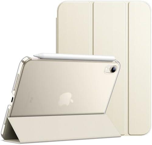 JETech Case for iPad mini (A17 Pro, 2024 Model, 7th Generation) / mini 6 (2021 Model, 6th Generation), Slim Stand Hard Back Shell Smart Cover with Auto Wake/Sleep (Starlight)