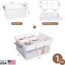 Citylife 17 QT Plastic Storage Box with Removable Tray Craft Organizers and Storage Clear Storage Container for Organizing Bead, Tool, Sewing, Playdoh