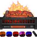 Electric Fireplace Logs Inserts Heater 20-Inch, Remote Controller Fireplace Heater, Adjustable Flame Colors, Realistic Fake firewood Flame, Overheat Protection, Timer, Thermostat, 1500W Black
