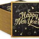 Peryiter 100 Pcs Happy New Year Napkins 2026 New Year's Eve Napkins 13 x 13 Inch Black Gold Paper 2 Ply Disposable for Cocktail Holiday Paper for Party Decoration(Plain)