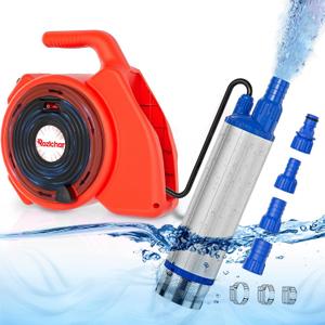 Rozlchar 635GPH 2 in 1 Water Transfer Pump Compatible For Milwaukee 18V Battery,120W Portable Oil Pump Extractor w/16Ft Cord for Pool,Water Beds,Garden Shower, Puddle,Diesel Boat Truck(No Battery) (Red)