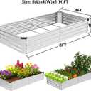 2 Pack 8x4x1FT Galvanized Metal Raised Garden Bed Kit for Vegetables, Herbs, Open-Bottom Large Capacity Outdoor Planter Box Gardening Stakes, Silver