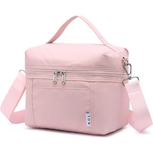 NOL Natural Organic Lifestyle Insulated Lunch Bags for Women Cooler Bag Lightweight Nylon Waterproof Lunch Box For Work (Small, Pink)