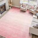 Wonnitar Modern Ombre Light Pink 9x12 Area Rug, Washable Soft Bedroom Rug Non-Slip Rugs for Living Room, Non-Shedding Large Nursery Mat, Thin Floor Carpet for Kids Playroom Dining Room (Pink, 9'x12')