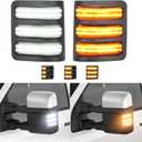 Switchback LED Side Mirror Marker Lights fit for 2008-2016 Ford F250 F350 F450 F550 Super Duty, Sequential Amber Turn Signal Lights, White Running Lights (08-16 F150 Three Row)