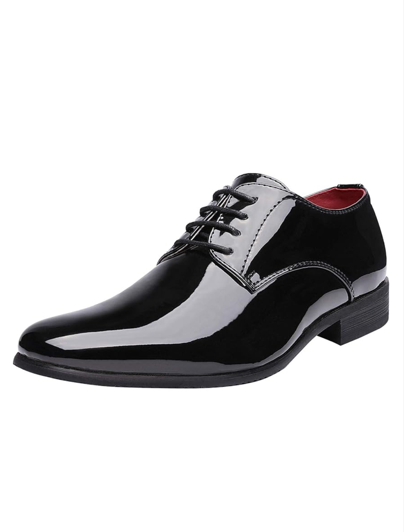 Bruno Marc Men's Faux Patent Leather Tuxedo Dress Shoes Classic Lace-up Formal Oxford 10