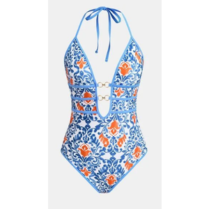 CUPSHE Double Dusk Black One-piece Swimsuit in Blue, XL