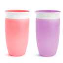 Munchkin Sippy Cups for Toddlers 1-3, Spill Proof Miracle 360 Cup, 10 Ounce, 2 Pack, Pink/Purple