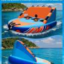 3 Person Towable Tube for Boating, Boat Tube with 510lb Capacity, Heavy-Duty PVC & Nylon Cover, 60ft Tow Rope, Dual Tow Points, EVA Cushion for Water Sports